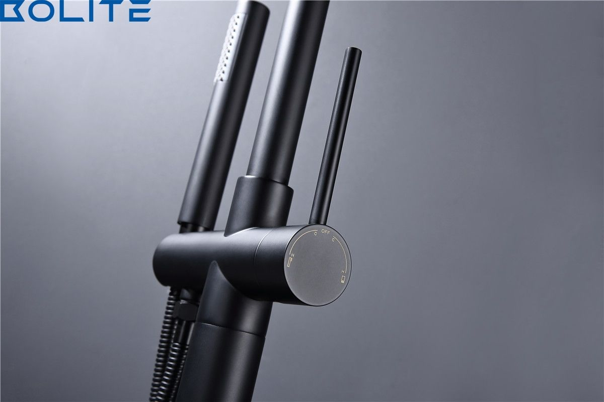 Ready Made Matte Black Bathtub Faucet Freestanding Bathtub Floor Mounted Bathtub Faucet