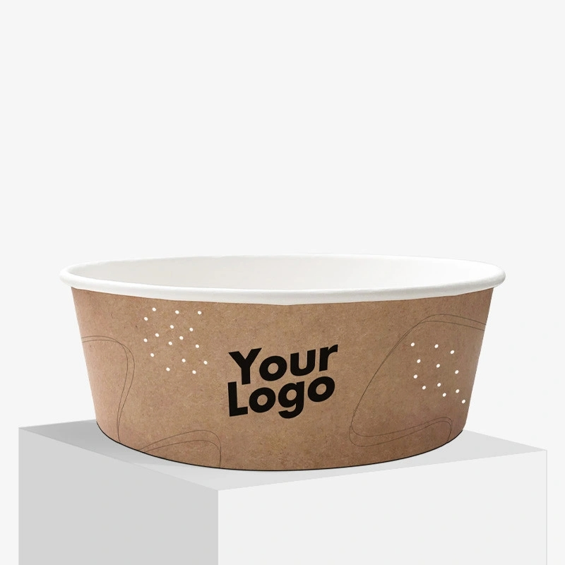 Custom Made 750ml Kraft Paper Salad Bowl with Lid 150X59X127mm
