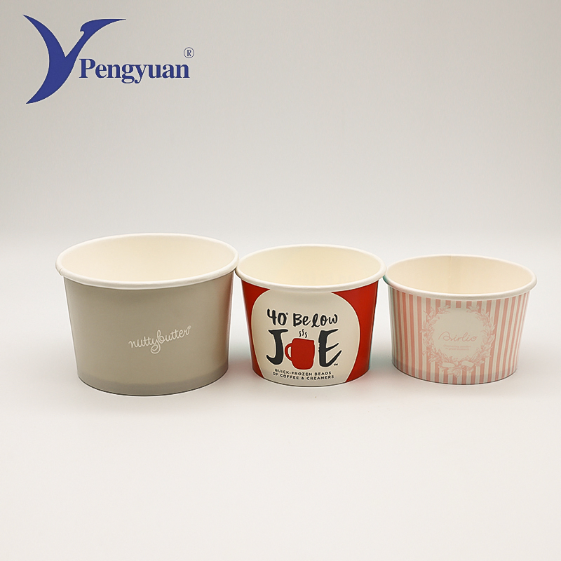 Disposable Spoon Custom Printed Ice Cream Paper Cups Paper Bowl with Lid