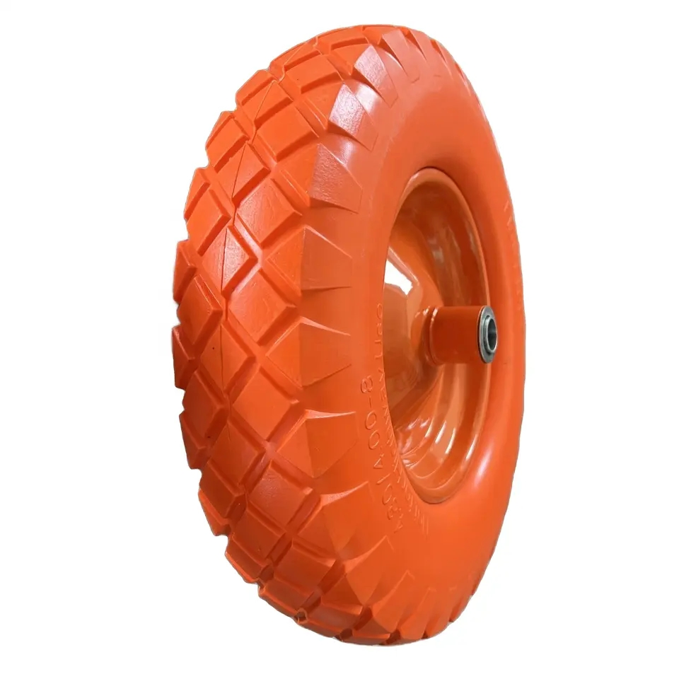 16"Inch Flat Free Wheelbarrow Wheels 4.80/4.00-8 Solid Tires Universal Fit Wheelbarrow Tires for Wheelbarrows/Garden Trailer