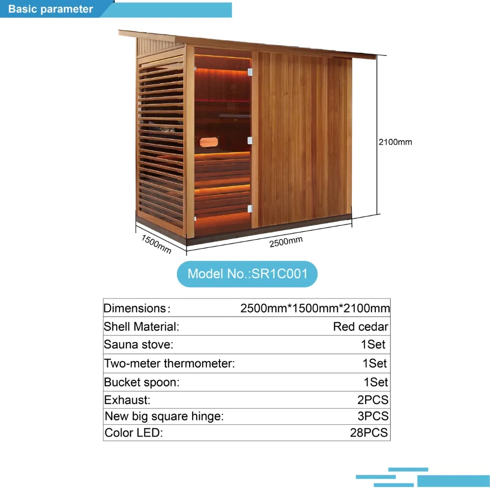 Люкс сауна-душ 5 персон из хемлока с сухим паром