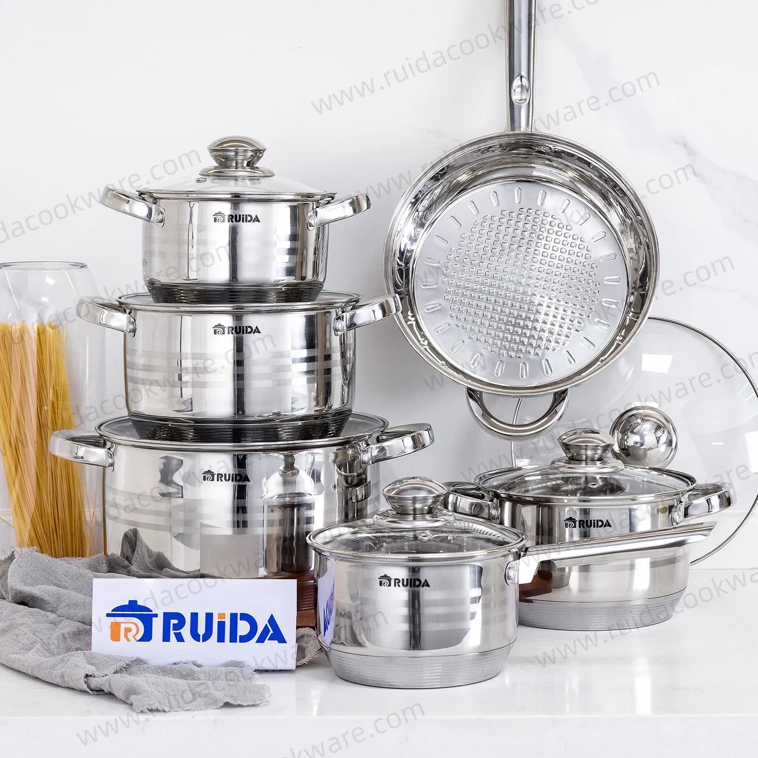 Hot Sale Healthy Kitchenware Stainless Steel 12PCS Cookware Set