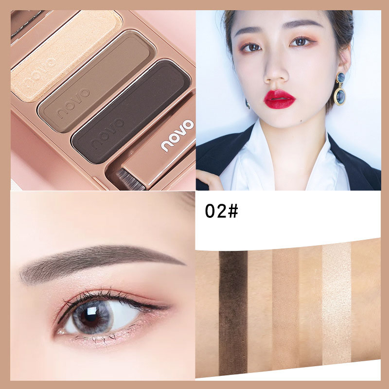 Novo Women′ S Waterproof Long-Lasting Non-Marking Shadow Three-Color Eyebrow Powder