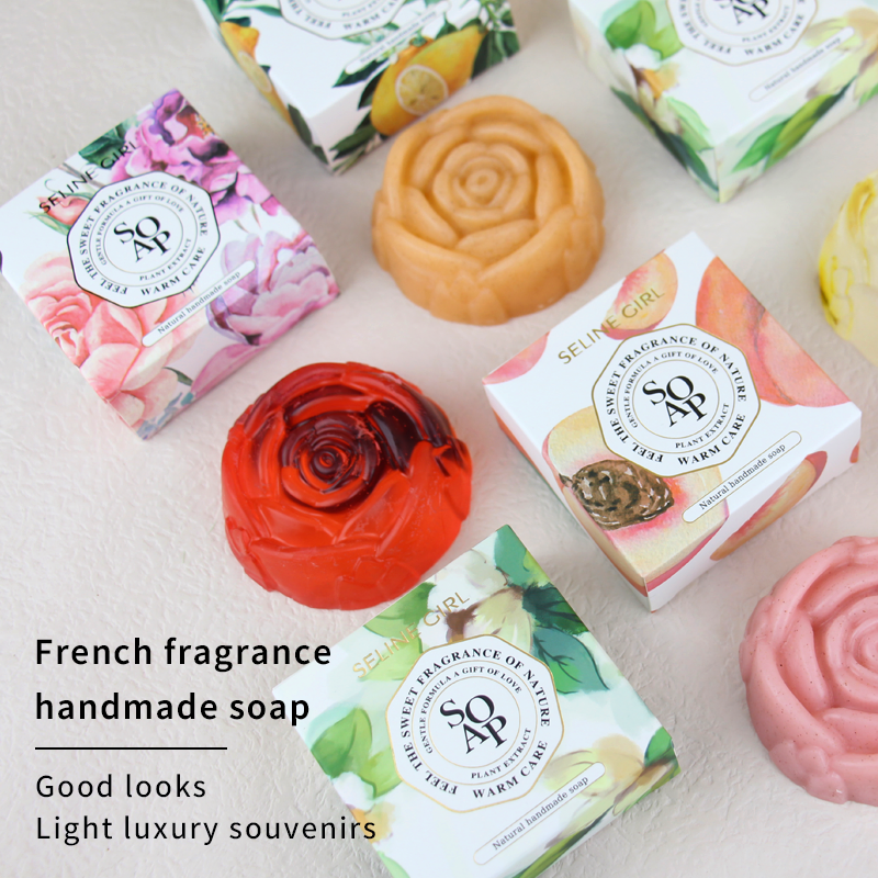 Seline Girl 80g 4 Styles Flower Essential Oil Handmade Soap
