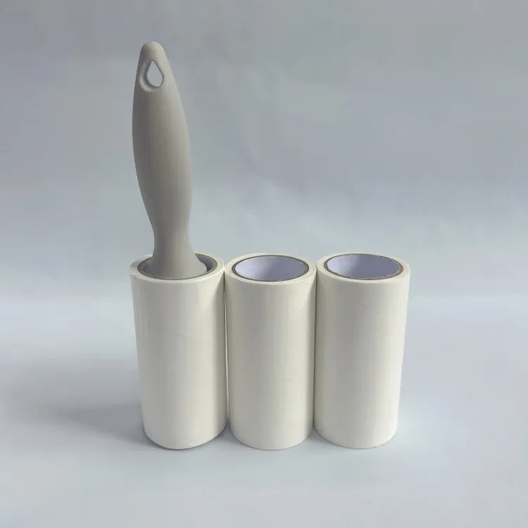 Custom Household Pet Hair Remover Portable Self Adhesive Plastic Handle Sticky Lint Roller for Clothes