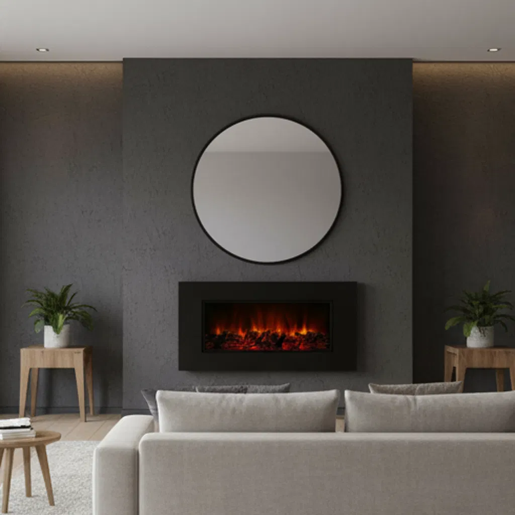 Stylish Electric Fireplace with Multi-Color LED Lighting and Remote Control