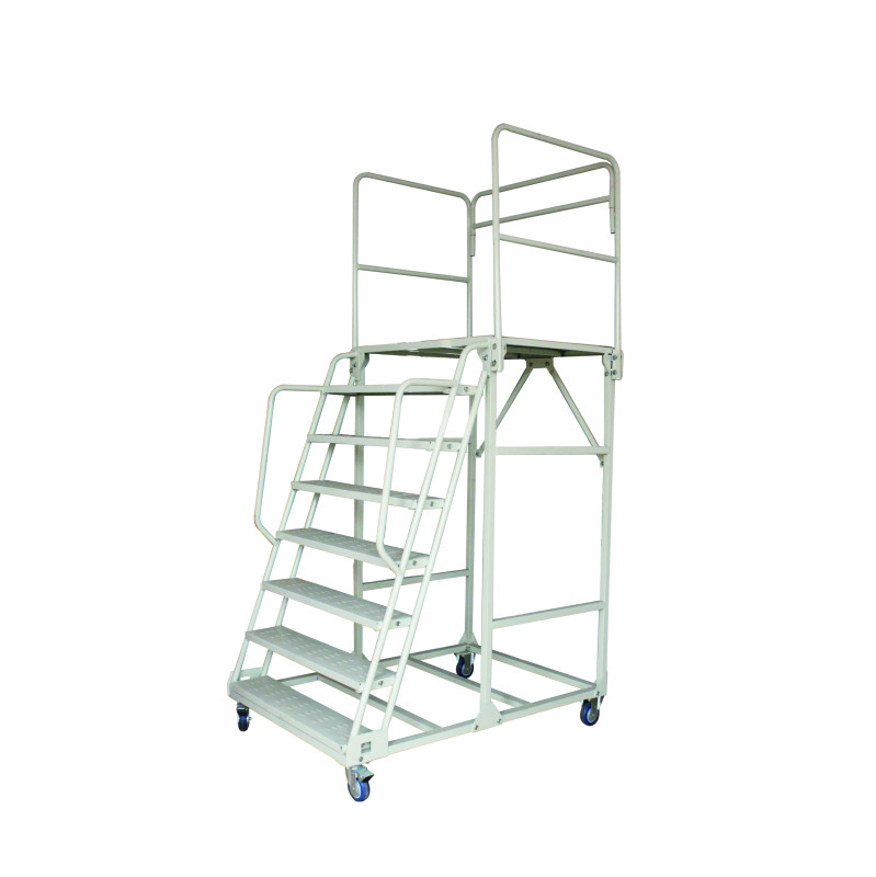Movable Platform Ladder Warehouse Steel Rolling Ladder