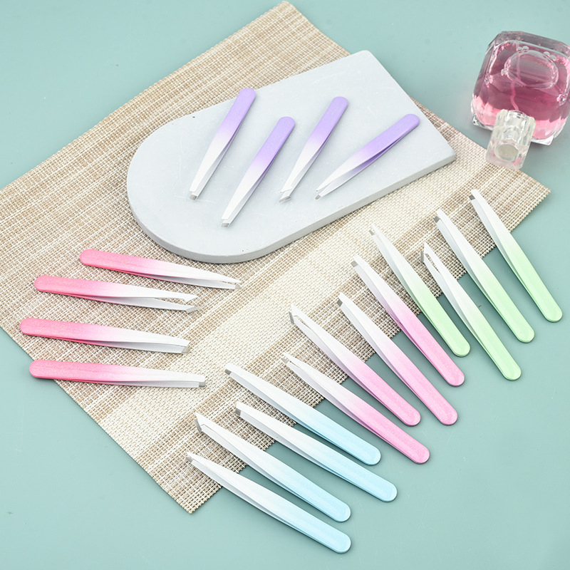 Stainless Steel Gradient Lash Lifting Eyelash Beauty Makeup Eyebrow Trimming Tweezer Set