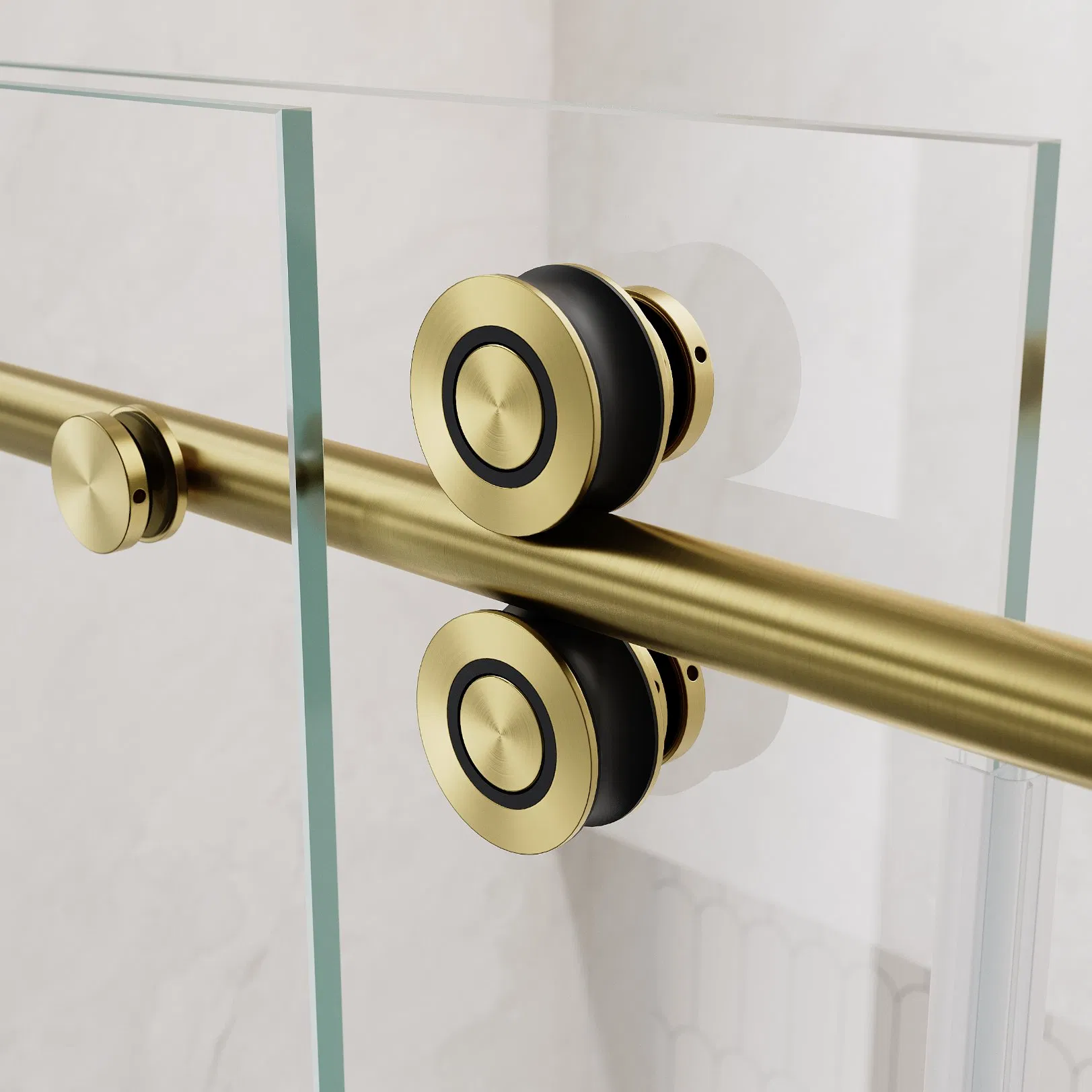 Luxury Gold Stainless Steel Hardware Single Sliding Door Frameless 10mm Tempered Glass Shower Door