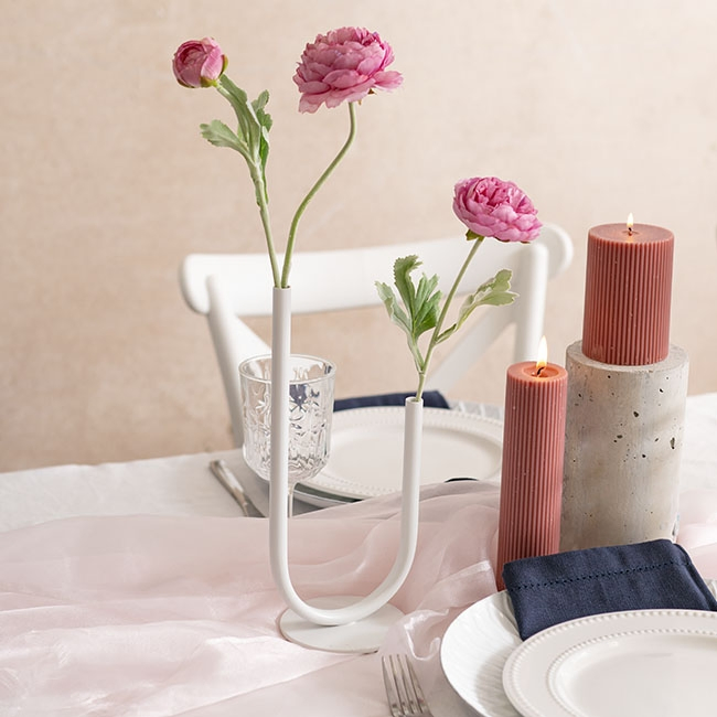 White U Shape Metal Vase
