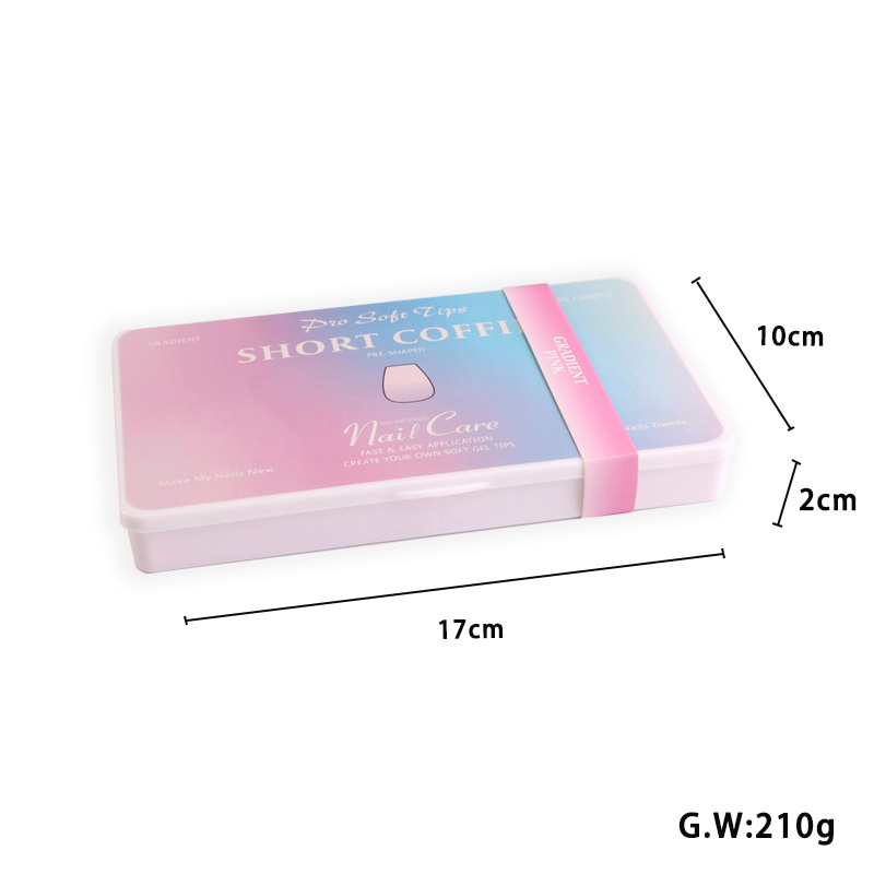 Nail Supplies Manufacturer False Nails Acrylic Gradient White Short Coffin Nail Tips for Nail Art