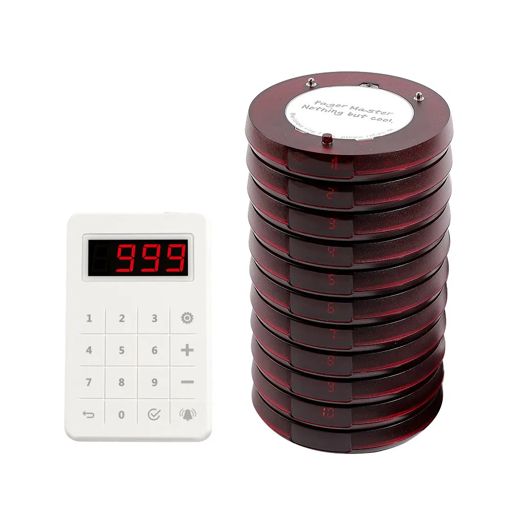 Wireless Calling System 10 Beepers Touch Panel with Keypad for Food Truck