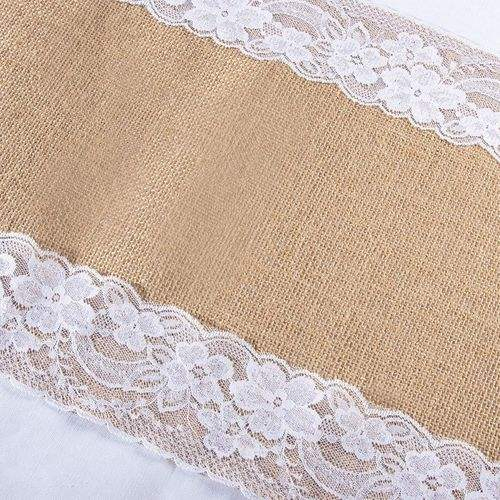Natural Hessian Jute Lace Burlap Table Runner for Wedding Party Rustic Decor