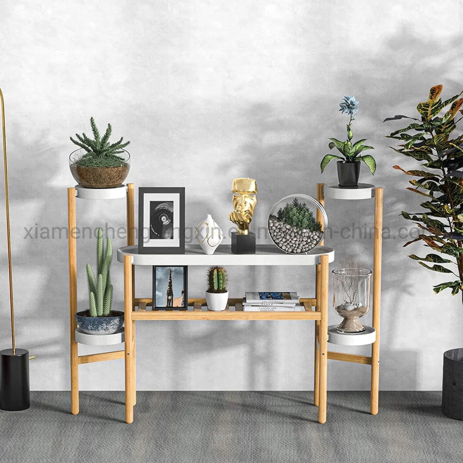 Elegant Bamboo Plant Stand for Indoor Decor, 3-Tiered Design