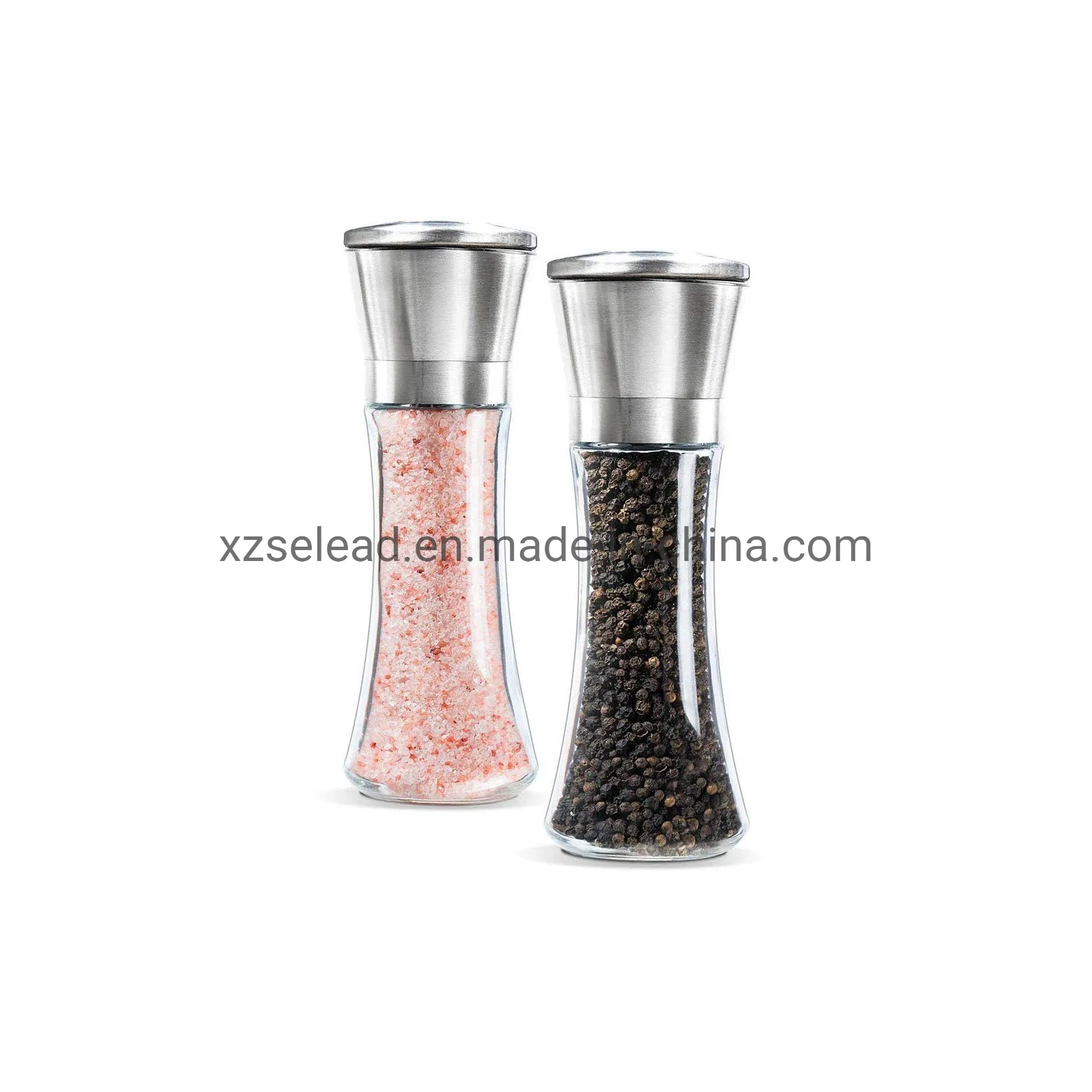 Wholesale Amazon Manual Salt and Pepper Shakers Grinders Seasoning Empty Spice Glass Bottle Jars with Grinder Top