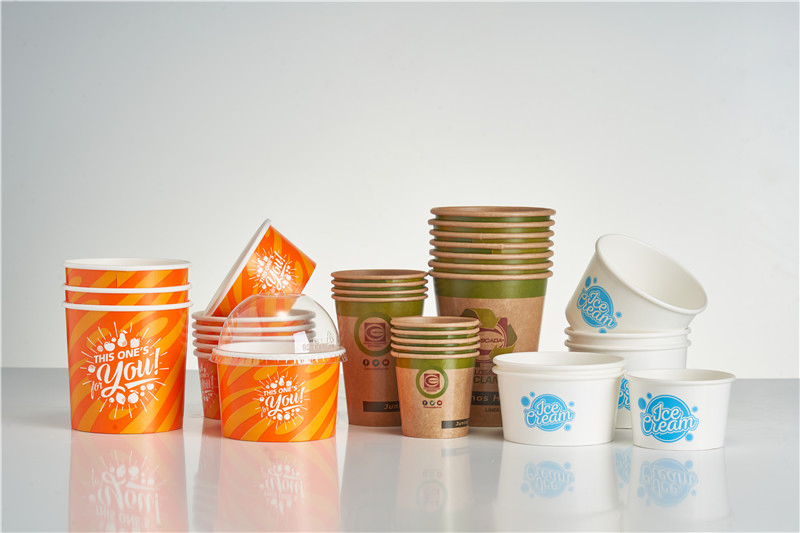Disposable Food Grade Biodegradable Yogurt Paper Bowl Ice Cream Cup
