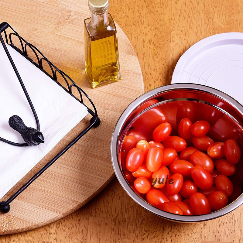 Supermarket Hot Sale Chaozhou Factory Plastic Lids Non- Slip Silicone Bottom Egg Beating Stainless Steel Cake Mixing Bowls