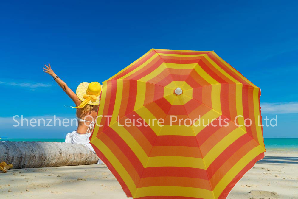 Quality Stripe Design Beach Umbrella with Double Ribs (OCT-BUNDS01)