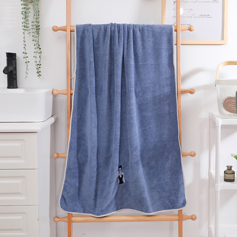Customised Embroidered Logo Hotel Microfiber Shower Drying Bathing Towel