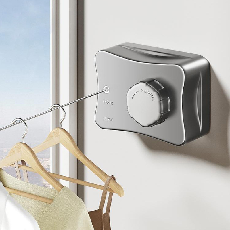 Sanipro Balcony Adjustable Laundry Line Clothes Drying Hanger Indoor 5.1m Retractable Steel Wire Clothesline Without Drilling