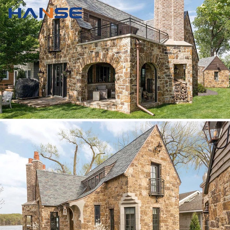 Cheap Natural Slate Veneer Claddings Natural Culture Stone with Cement for Garden or Exterior Wall Decoration