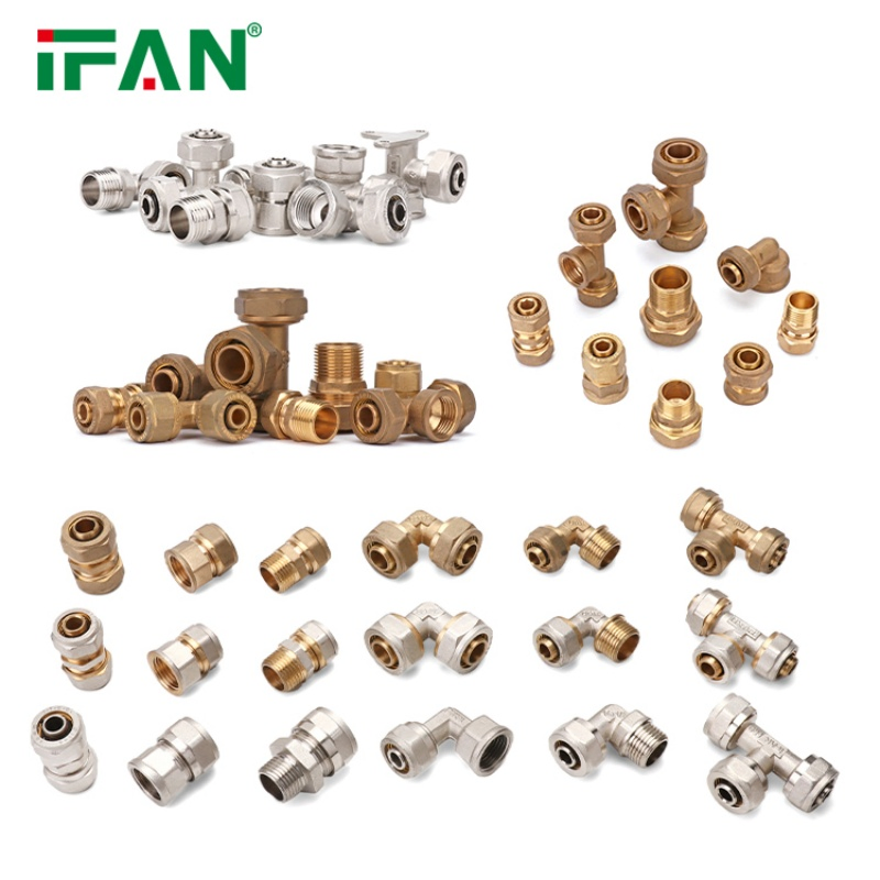 Ifan Low MOQ Hot Sales Brass Compression Fittings Tee Elbow Pex Pipe Water Connector 16-32mm Pex Fitting