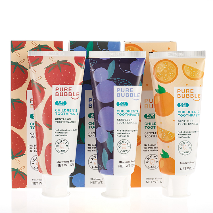 120g Fluoride Free Xylitol Children Tooth Paste Blueberry Strawberry Orange Flavored Probiotic Toothpaste for Kids
