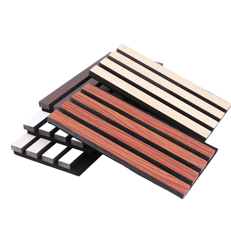 Wall and Ceiling Soundproof Slats Laminated Pet Wooden Veneera Acoustic Panel for Auditorium Hall
