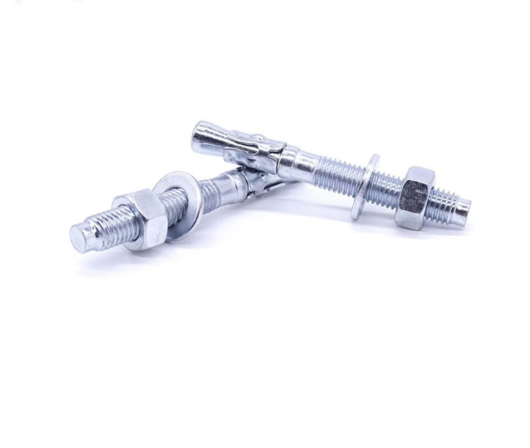 M6-M24 Wedge Anchor Through Bolt Concrete Fastener Yellow White Zinc Galvanized Carbon Steel Threaded Expansion Bolt China Factory