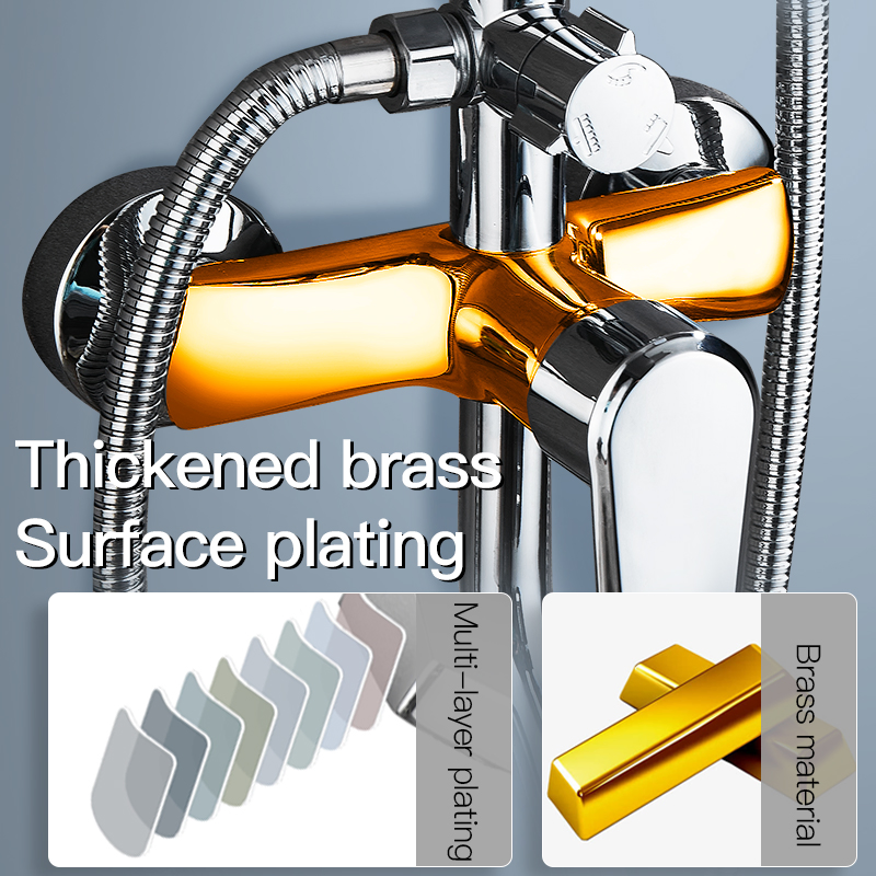 Rain Round Shower System Set Solid Brass