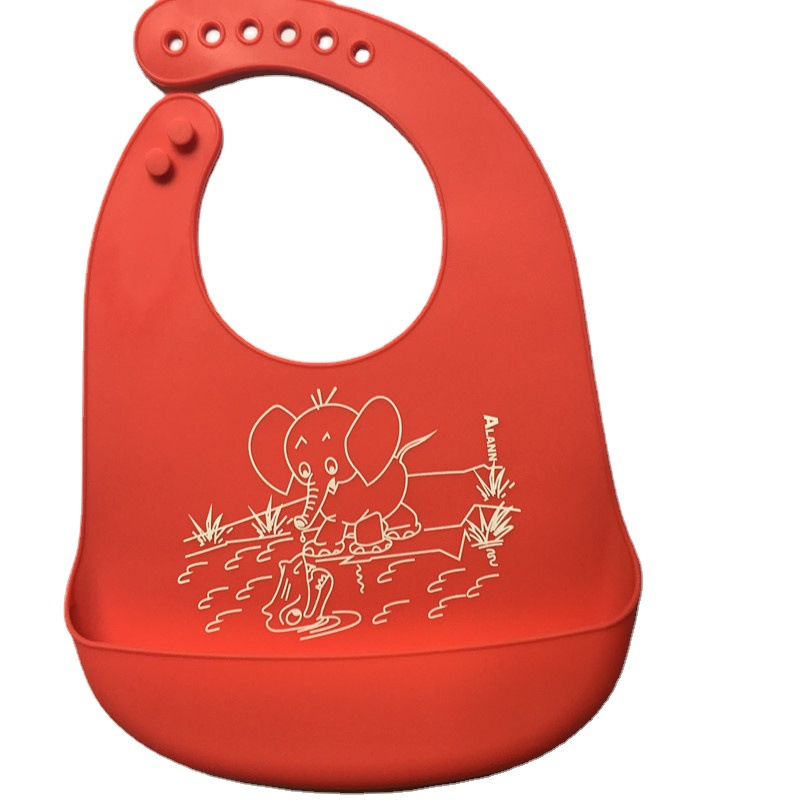 Food Grade Adjustable Easy Cleaning Baby Silicone Bib with Customized Printing