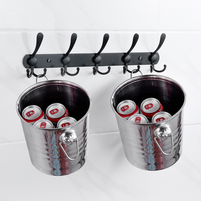 Настенная вешалка для одежды из нержавеющей стали, 5 крючков