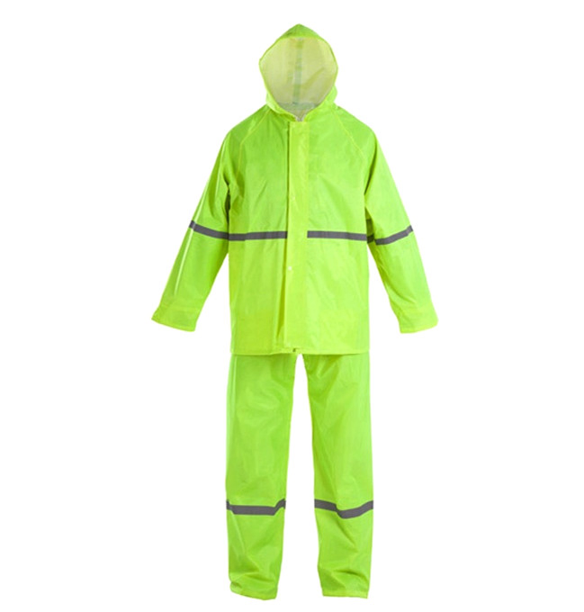 Waterproof Reflective Strips Plastic Men's Motorcycle Raincoats Set