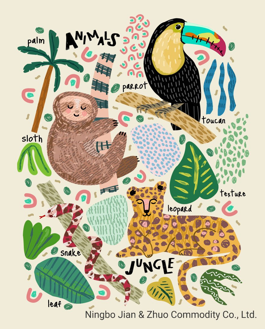 Custom Popular Cotton Printed Cute Animal Tea Towel Napkin Kitchen Towel