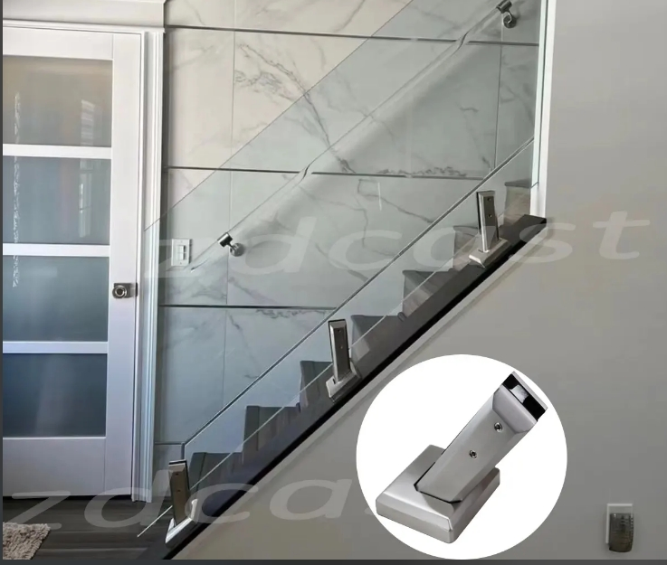 Zd Adjustable Stainless Steel Frameless Glass Spigot for Deck and Stairs Handrail Glass Railing Angle Glass Spigot