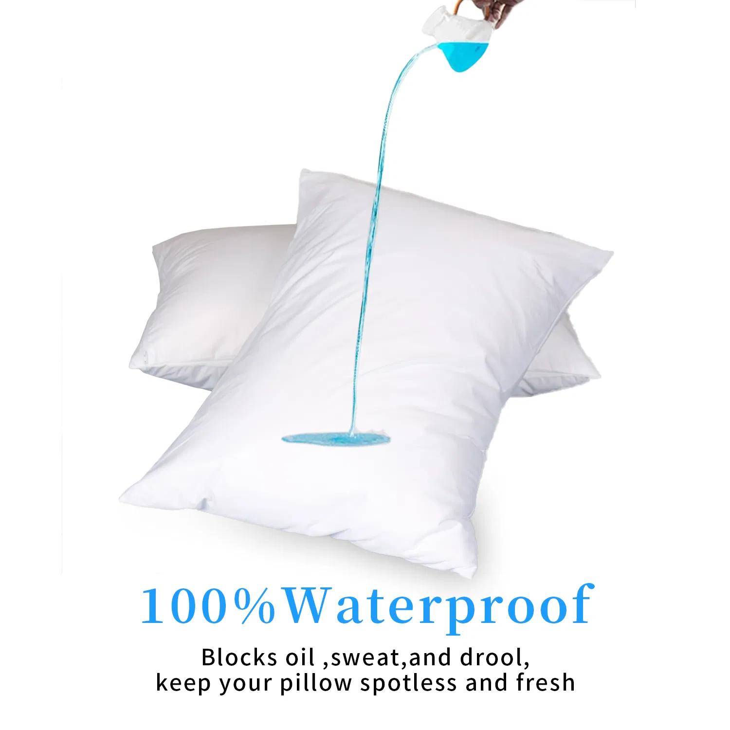 Zippered Waterproof Knitted Polyester Pillow Cover Pillow Protector Hotel Breathable Durable