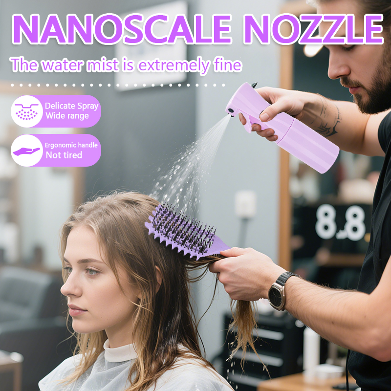 Hair Brush Purple Detangle Comb Spray Bottles Set for Hair Barber Set