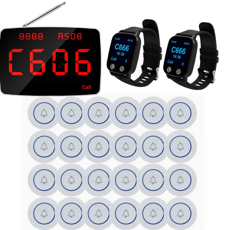 Catel Wireless Fast Food Calling System with Watch Receivers & Call Buttons