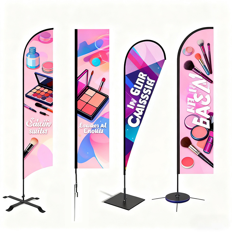 Teardrop Flags, Knife Flags and Sail Flags Used for Advertising Campaigns and Beaches