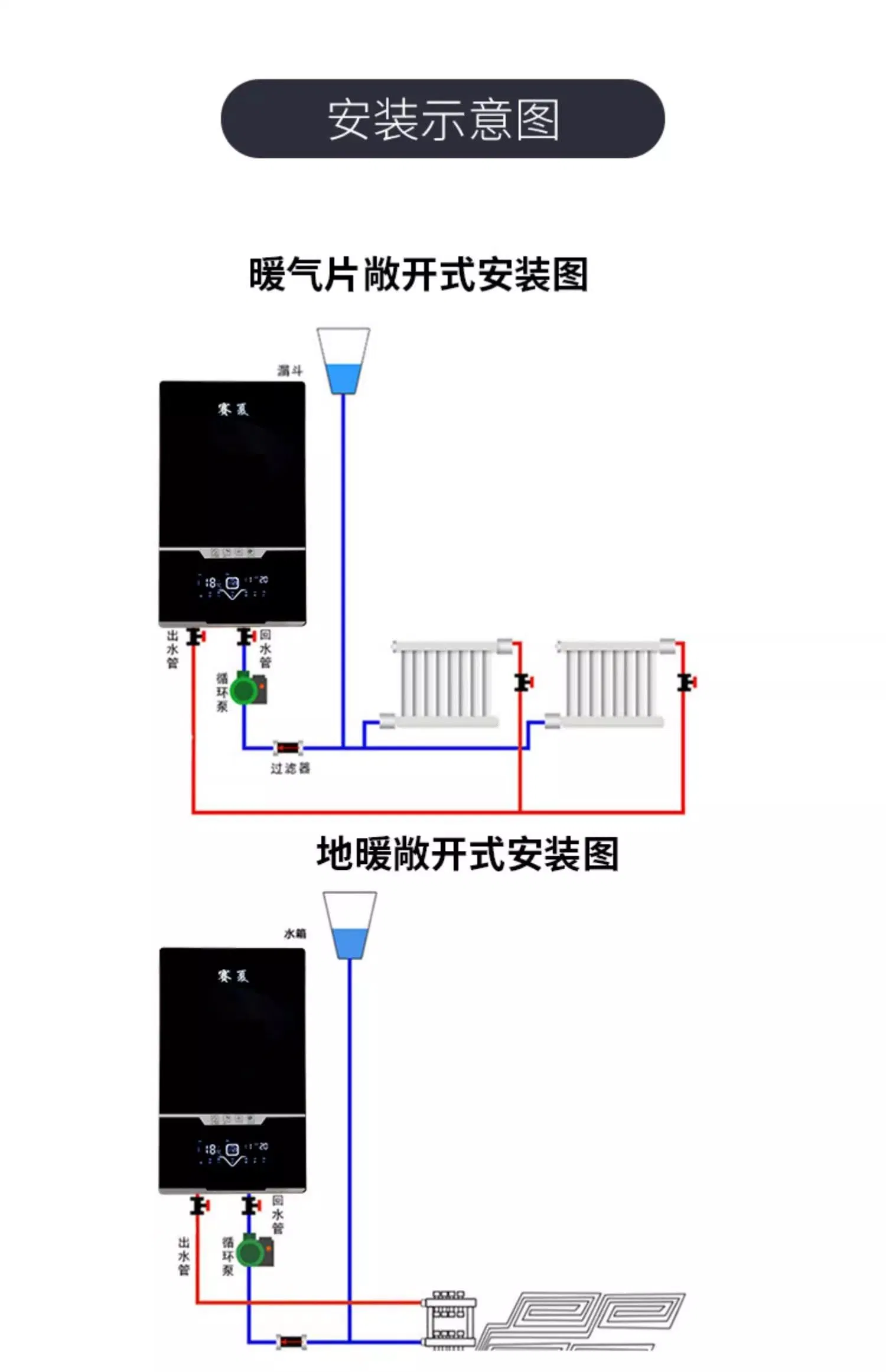 Energy-Saving Electric Combi Boiler for Room Central Heating and Hot Water Used Heater Boiler Household Fireplaces