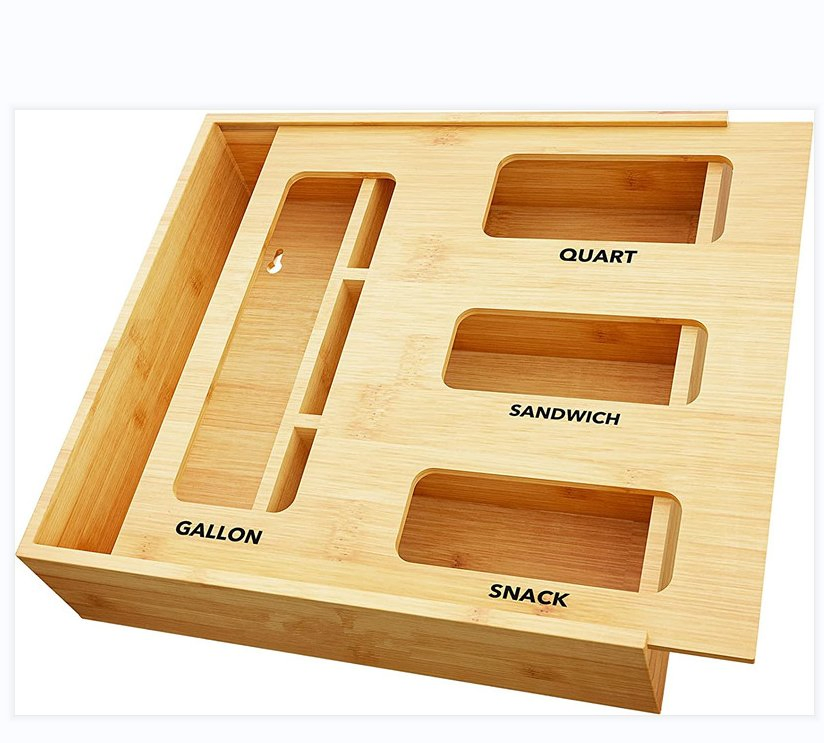 Customized Wooden Fabric Organizers Bamboo Storage Bag Organizer Ziplock Organizer