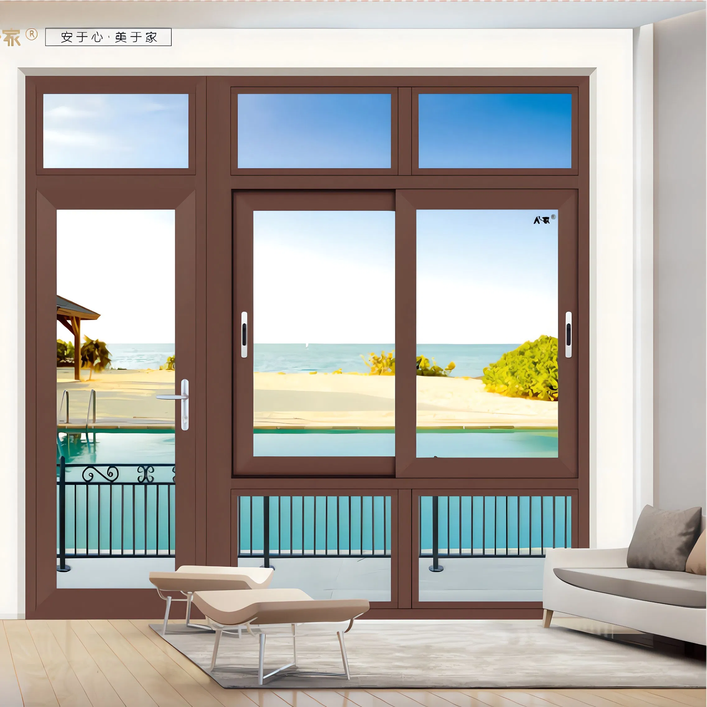 Sound Insulation and Thermal Insulation Aluminum Frame Swing Door for Interior and Exterior