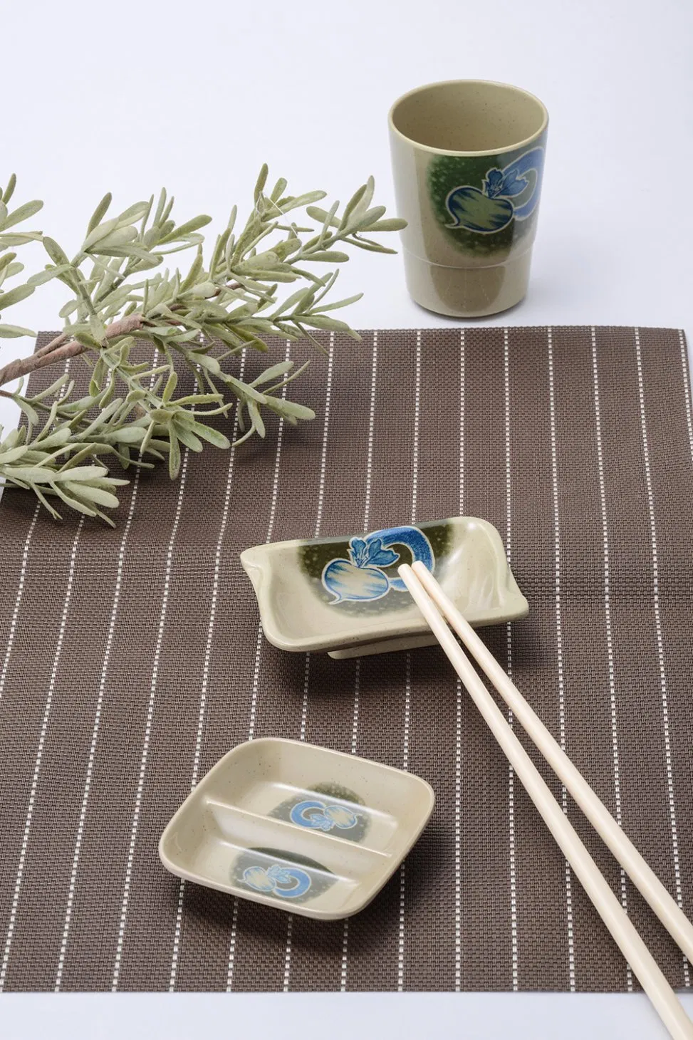 White Square Sauce Dish 2-Divided Sauce Dish Melamine Dish