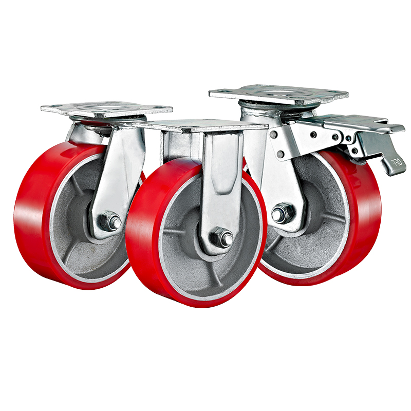 4"5"6"8" Heavy Duty Industrial Cast Iron PU Trolley Caster Wheels for Factory Hand Trolley Workshop Carts Heavy Load Dollies
