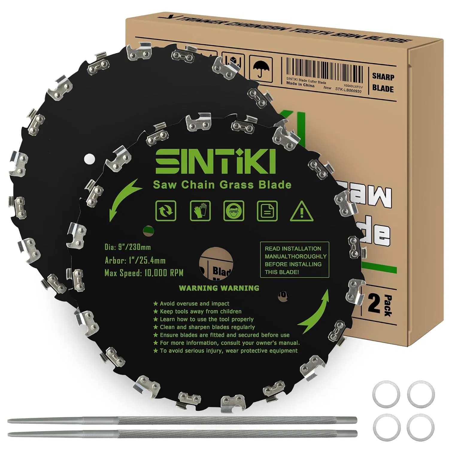 9" Chainsaw Brush Cutter Blades and File Set, 20 Tooth Circular Trimmer Saw Blade for Weedeater, Circular Brush Blade with 7/32" File Trimming Trees, Cutting St