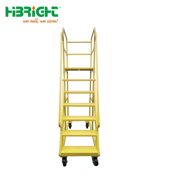 Movable Metal Industrial Ladder Truck Cart with Handrail