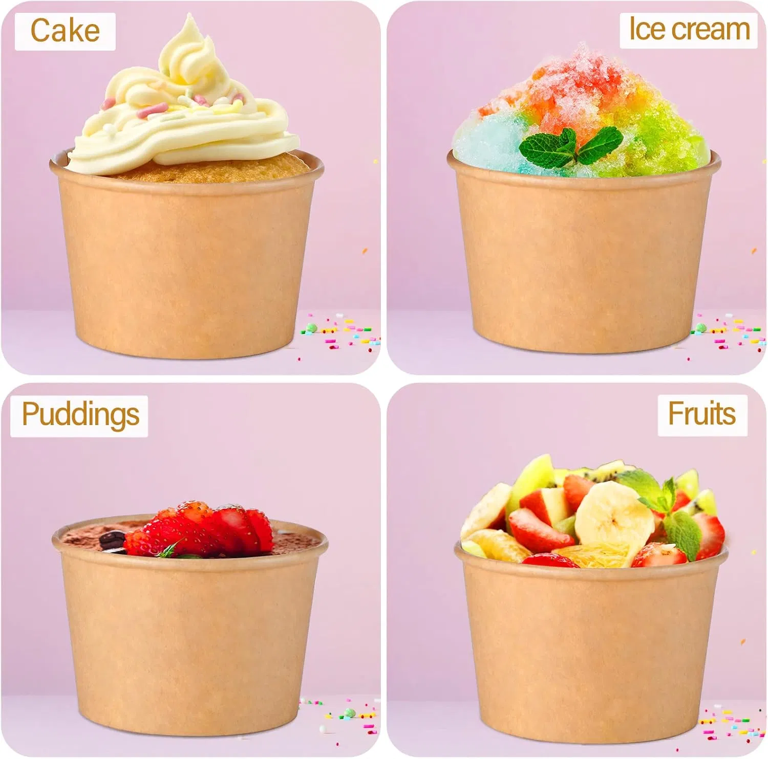 Eco-Friendly Compostable Disposable Kraft Paper Salad Bowl for Hot Cold Food