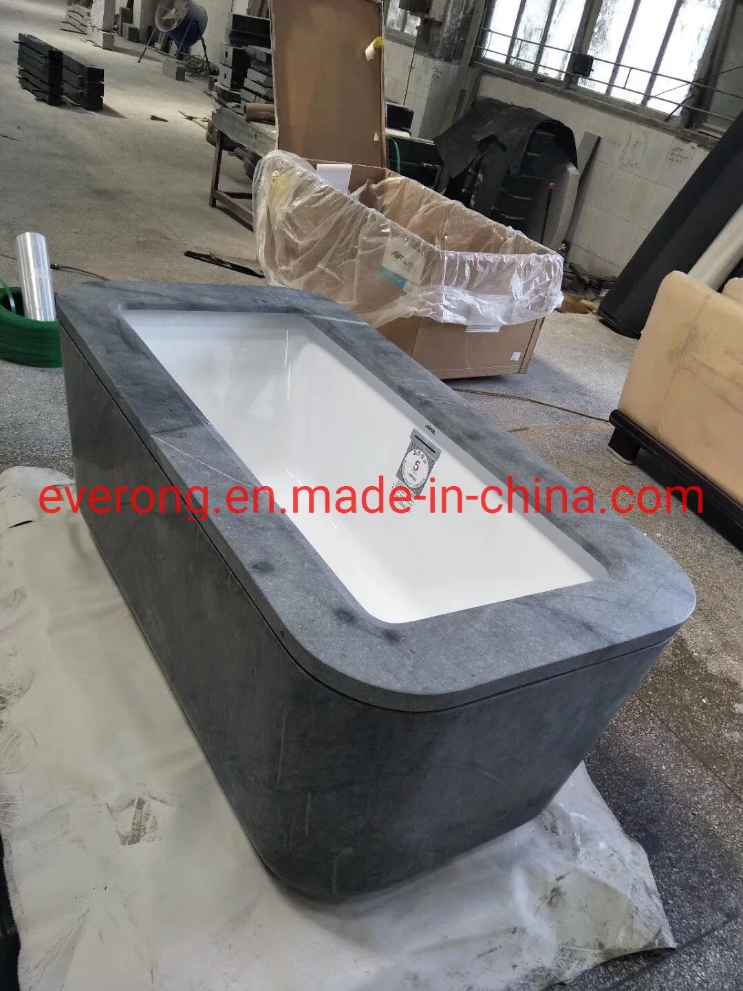Cheap Freestanding Marble Bathtub Natural Honed Blue Limestone Bath Tub for Bathroom
