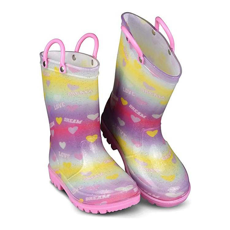 New Design with Handle PVC Outdoor Rain Boots for Kids Footwear Shoes