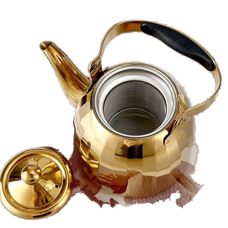 Stainless Steel Glossy Teapot with Thickened Filter